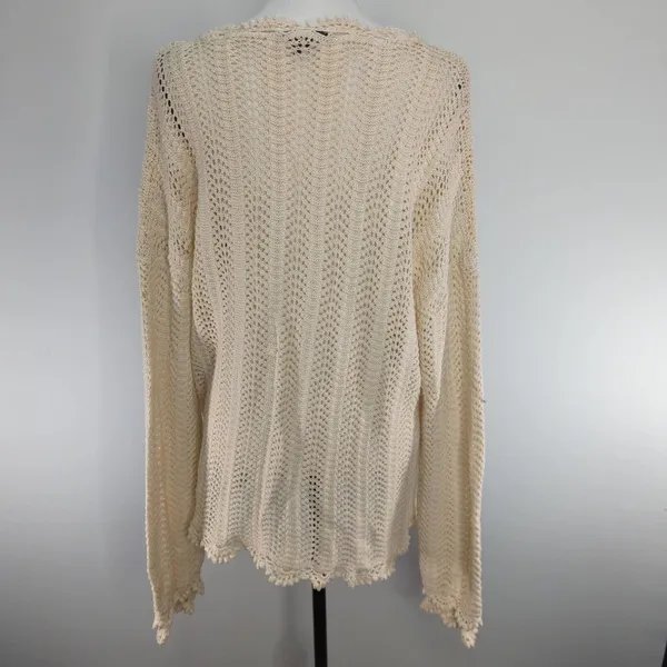 Paige Kuzuyu Ecru Crochet Sweater Women’s XL Cottage core Bohemian‎ - Image 7