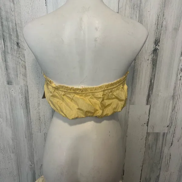 Girl Soul Pastel Yellow Ruffled Bandeau Crop Tube Top Womens Large Elastic Hem - Image 2