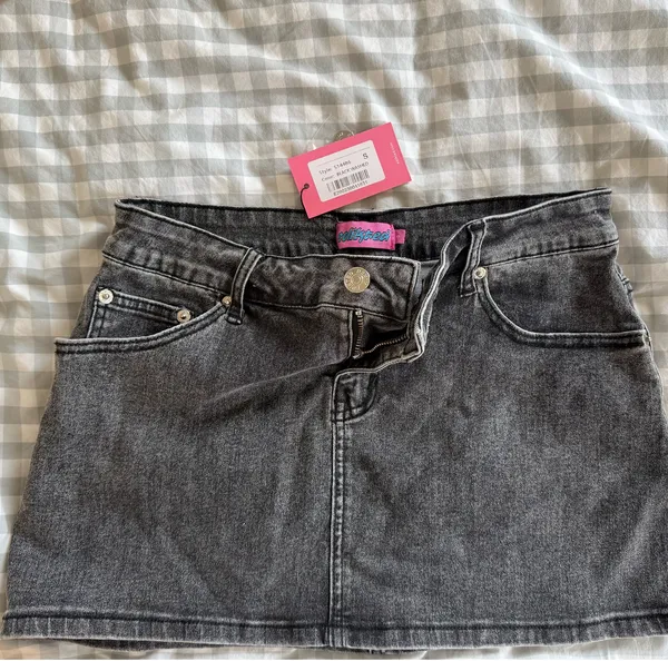 Edikted Waverly Denim Miniskirt Black - Image 2