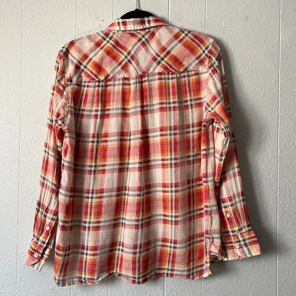 Golden TNA Plaid Gauzy Cotton Shirt Womens Small Western Country Rodeo Cowgirl - Image 8