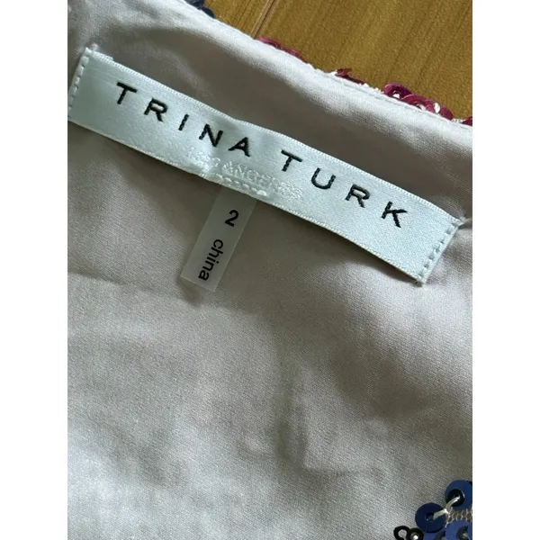 Trina Turk Johana‎ Mini Dress Size 2 Multicolor Sequin Flower Child Sleeveless - Image 3