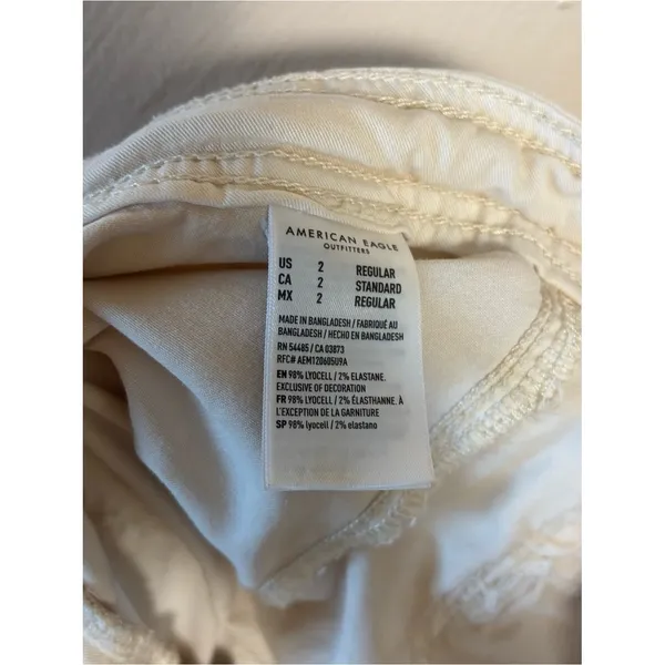 American Eagle Womens Pants Baggy Wide Leg Cargo Lyocell Pockets Stretch Cream 2 - Image 5
