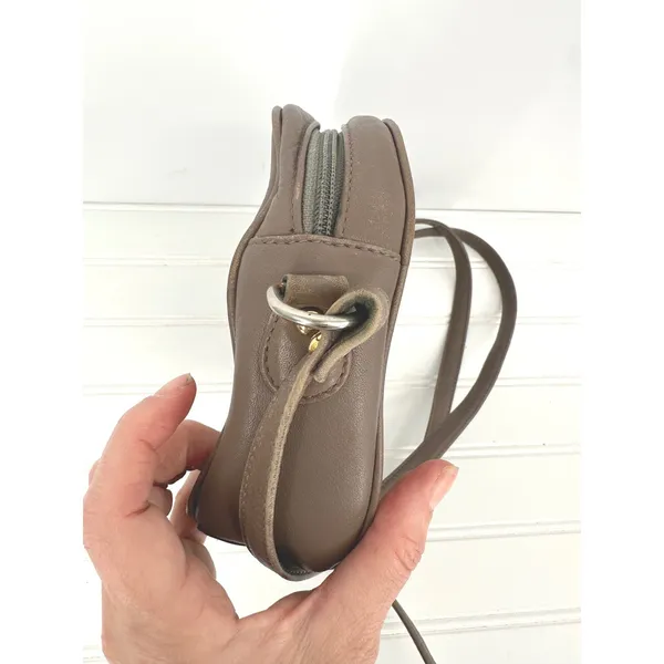 Vintage Etienne Aigner Crossbody Small Bag Purse Taupe Leather‎ Logo Zip Earthy - Image 6