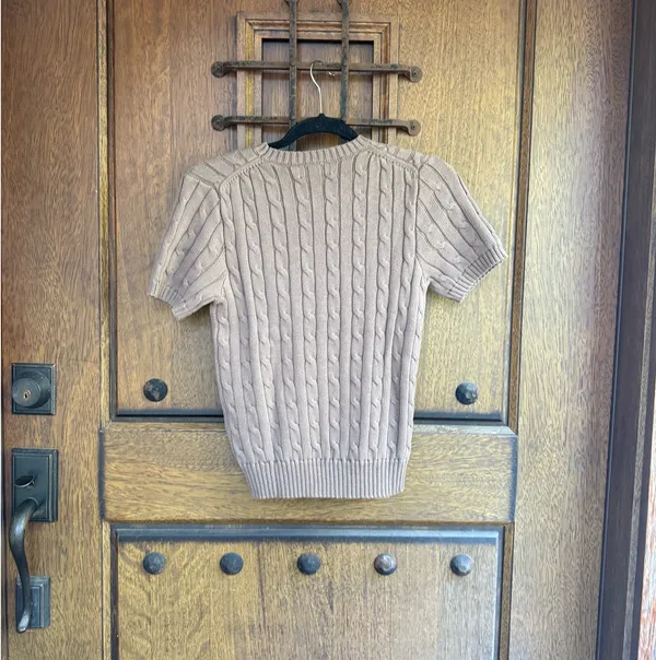 Polo Ralph Lauren Chocolate Short Sleeve Cable Knit Sweater Size S - Image 5