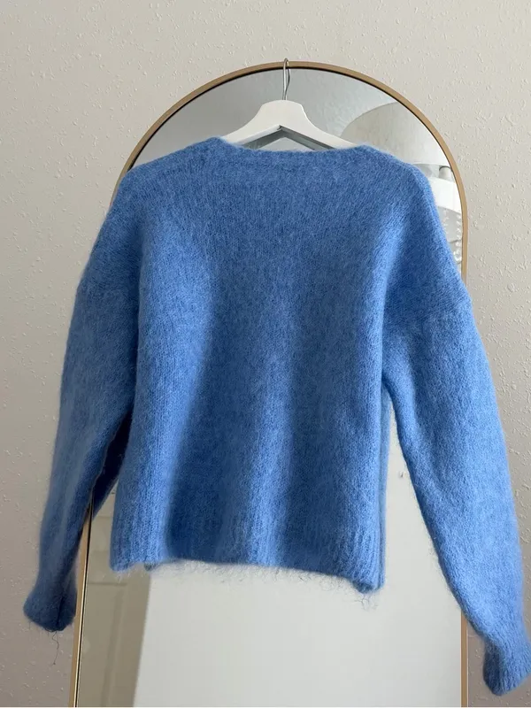 Easy Clothes Blue Kid Mohair Blend Fuzzy Sweater Self Love Club - Image 4