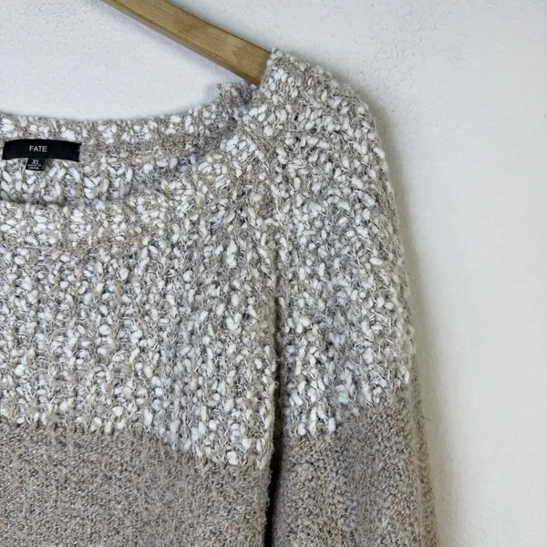 Fate Boucle Crewneck Long Sleeve Pullover Sweater Tan XL cottagecore casual - Image 4