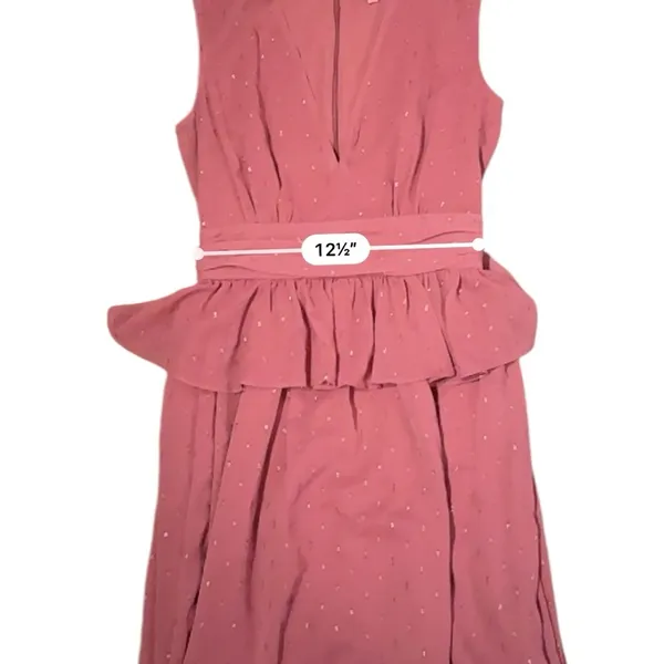 Revolve RTR LDT‎ Pink Rose Metallic Peplum Waist Sleeveless V Neck Maxi Gown Dress Sz 2 - Image 11