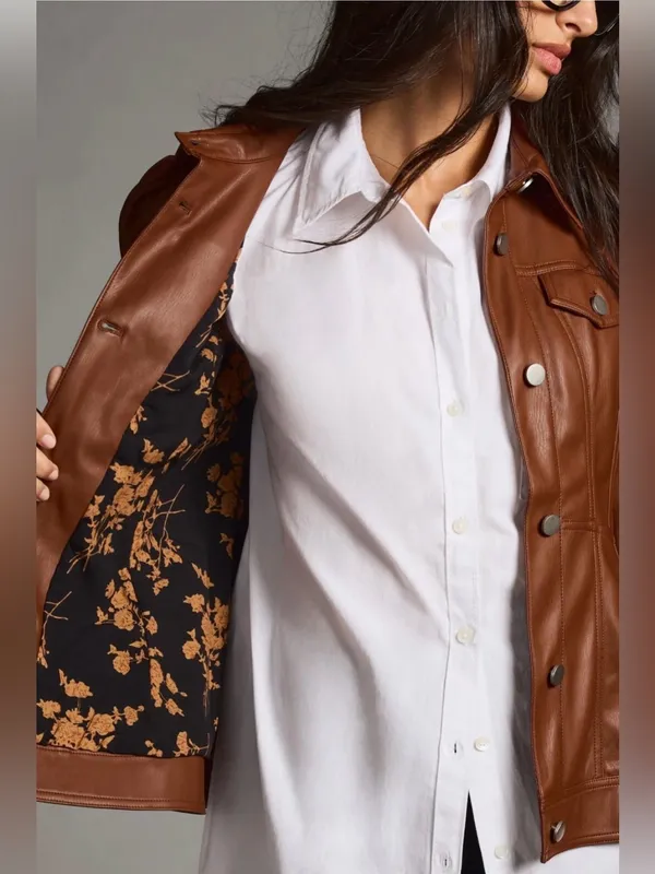 Anthropologie Faux Leather Corset Puff-Sleeve Jacket - Image 3