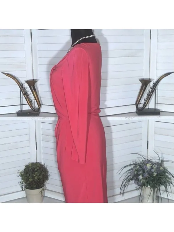 Ralph Lauren Midi Dress coral Pink Derby elegant wedding guest Old Money glam S - Image 3