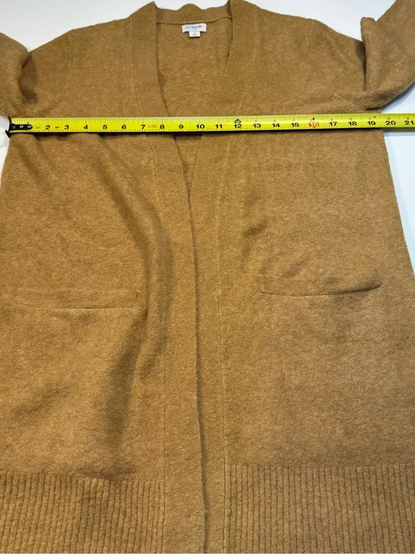 J. Crew Wool Blend Open-Front Mustard-Blend Long Cardigan - Image 4