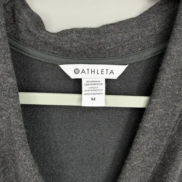 Athleta Purana Wrap Sweatshirt M Grey Tencel Modal‎ Crossover V-Neck Pullover - Image 7