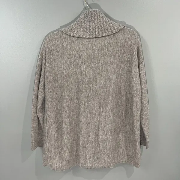 Ellen Tracy Beige 100% Merino Wool Cowl Neck Buckle Accent Pullover Sweater XL - Image 6