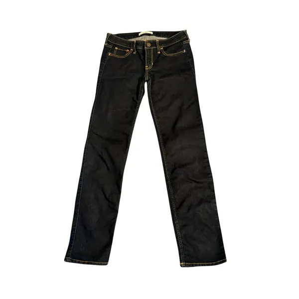 Hollister Jeans Womens Size 5 Straight Leg Low Rise Dark Wash Stretch Denim Y2K - Image 2