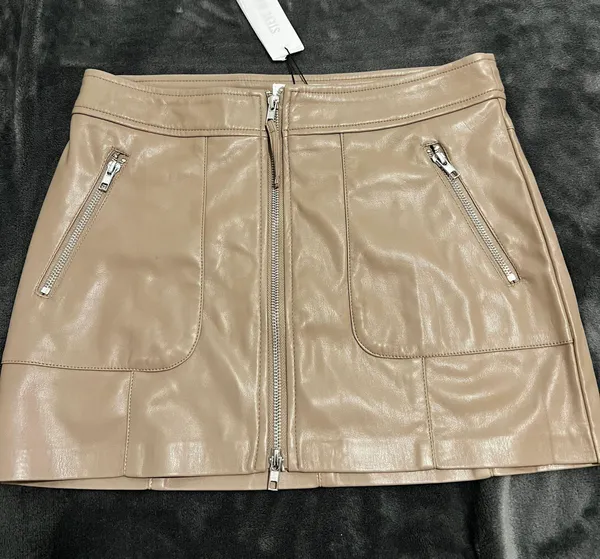 Steve Madden Ida Faux Leather Mini Skirt in Mocha - Image 3