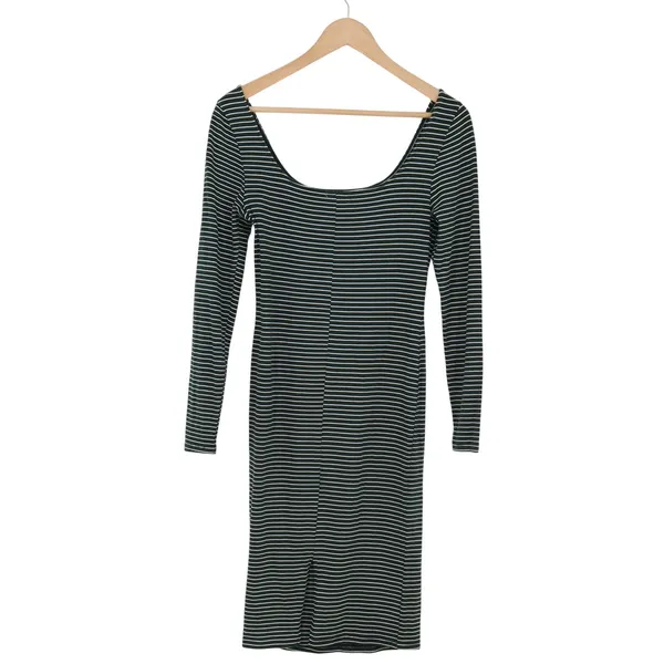 Heart & Hips Dress Womens M Green Striped Long Sleeve Bodycon Exc - Image 4