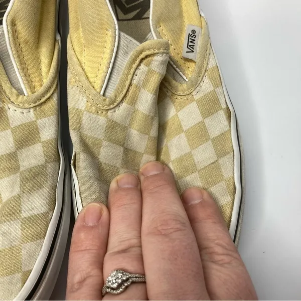 Vans‎ yellow checkered slip on sneakers unisex sizing - Image 3