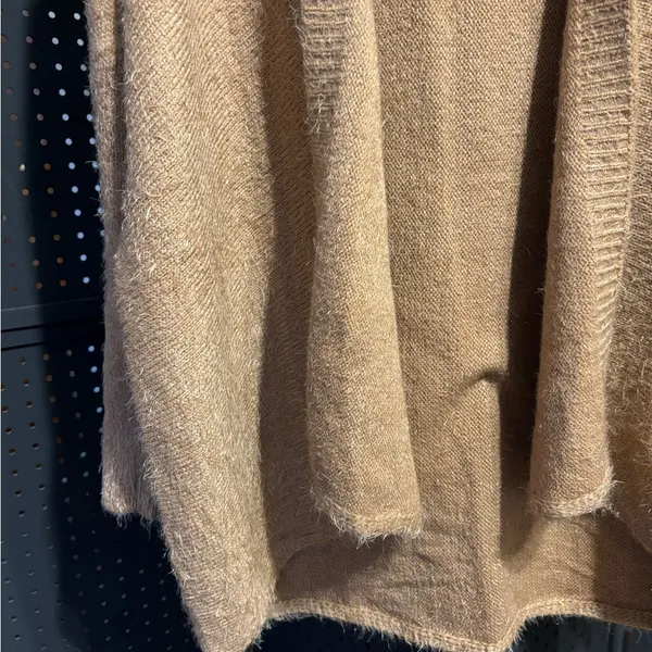 Kye Mi Fuzzy Open Front Cardigan Sweater Tan Medium Soft Cozy - Image 7