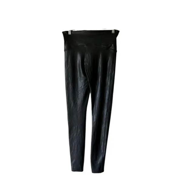 SPANX Faux Leather Leggings Size L Black Tummy Shaping‎ - Image 3