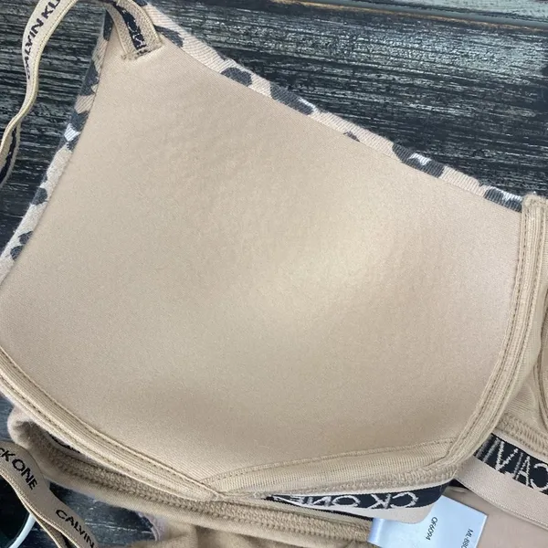 Calvin Klein CK One Tan & Black Animal Print Cotton Bra L - Image 3