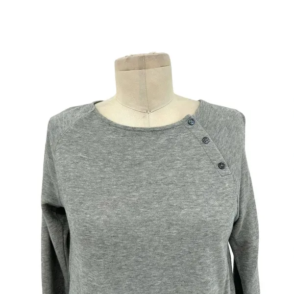 James Perse‎ Gray Button Neckline Long Sleeve T-Shirt Size 00 / XXS - Image 2