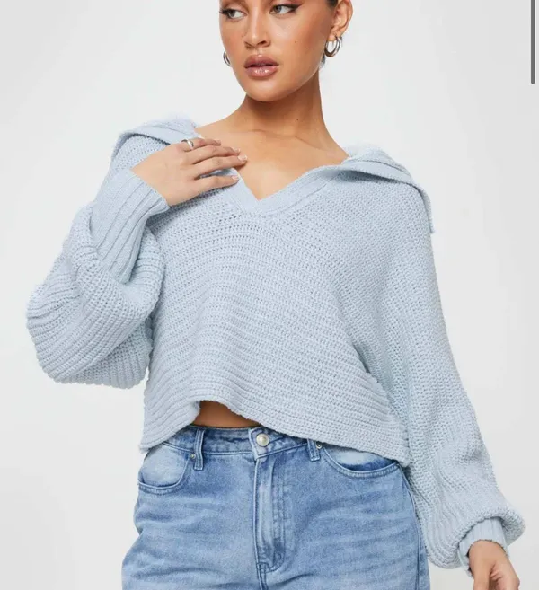 Princess Polly Wester Ribbed Sweater Blue - Image 3