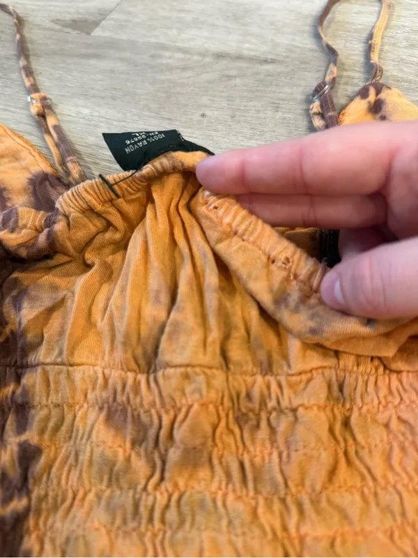 MY CHOICE Y2K Babydoll Orange & Brown Tank Size XL - Image 7