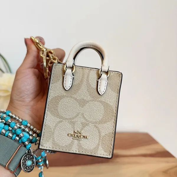 NWT Coach‎ North/South Mini Tote Bag Charm In Signature Canvas - Image 5