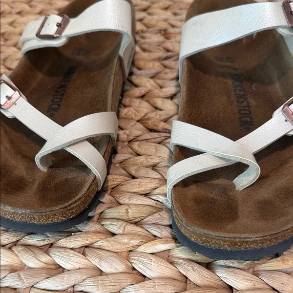 Birkenstock Cream Double Strap Sandals - Image 2