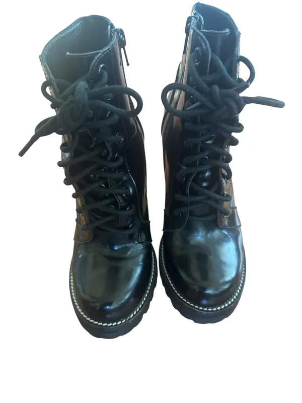 Jeffrey Campbell Legion Black Lace-Up Chunky Heel Ankle Boots - Women - Image 8