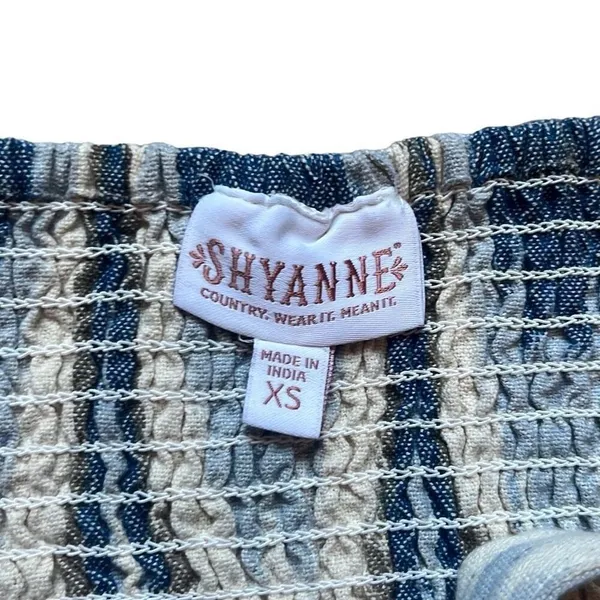 Shyanne Blue Tan Southwestern Print Cotton Mini‎ Dress XS Country Sundress Rodeo - Image 7