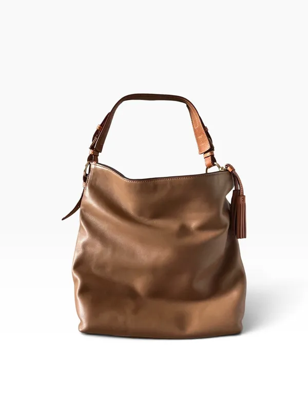Dooney & Bourke smooth leather large hobo handbag mustard brown leather large - Image 3