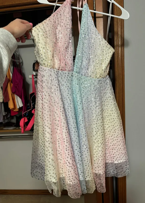Lulus Lime Lush Pastel Rainbow Halter Dress - Image 4