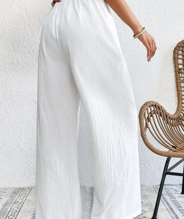 Elegant White Women's Wide-Leg Pants - Image 2
