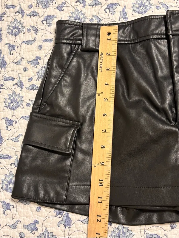 Zara Size S Black Pleather (faux leather) mini cargo skort - Image 4