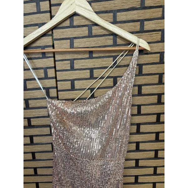 Hello Molly Bronze One Shoulder‎ Dress Size Small - Image 3