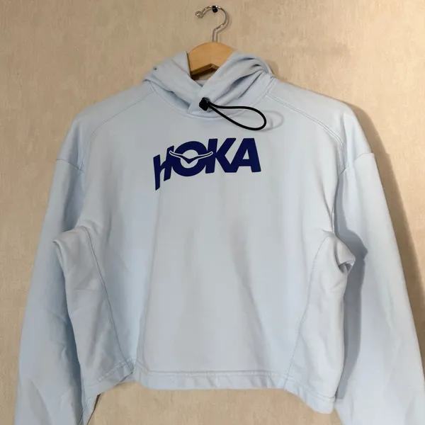 Hoka One One Women’s Pullover Hoodie Sweatshirt Crop Thumbholes in Blue S - Image 3