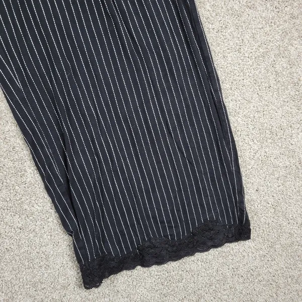 Soma Cool Collection Night Pajama Set S/M Black Stripes Lace Trim Crop Button Up - Image 12