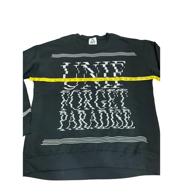 UNIF ‘Forget Paradise’ Pullover Crewneck Sweatshirt - Size Large - Black & White - Image 8