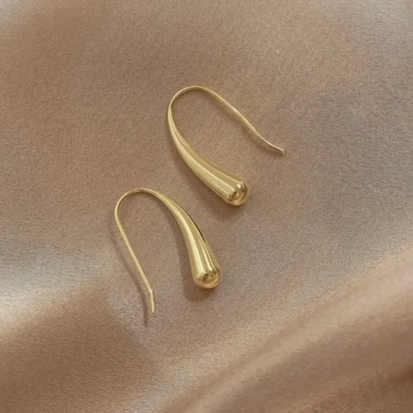Gold Plated Teardrop Dangle Drop Hook Earrings for Women - Image 2