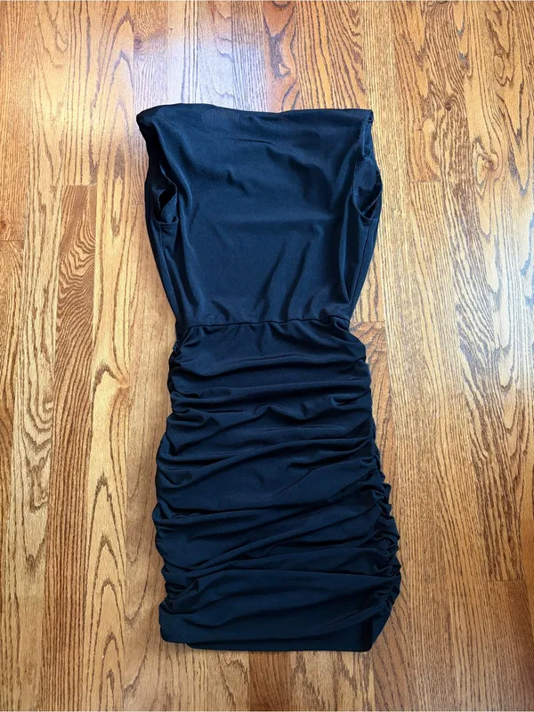 Michael Costello x REVOLVE Archer Mini Dress Black Ruched Cocktail S - Image 4