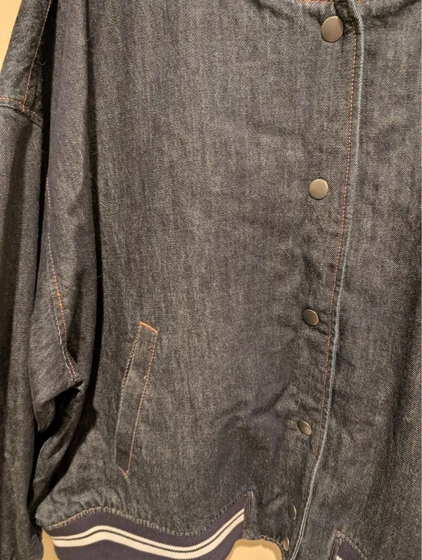 Old Navy Dark Denim Bomber Jacket - Image 3