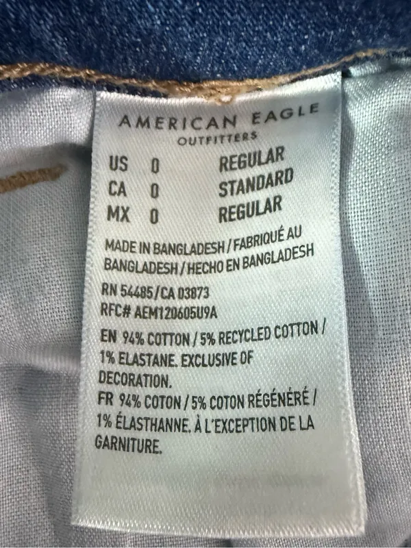 American Eagle Mom Straight Jeans Size 0 Regular Medium Wash Stretch - Image 6