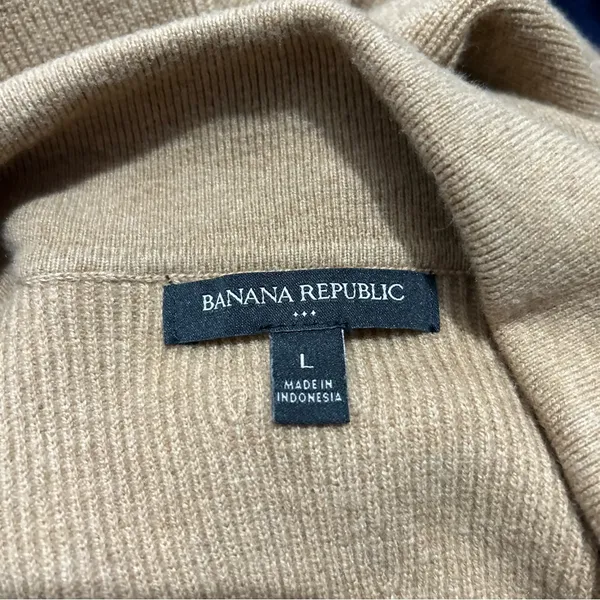 Banana Republic Factory Johnny Collar Sweater Brown Sugar Large Neutral Minimal - Image 4