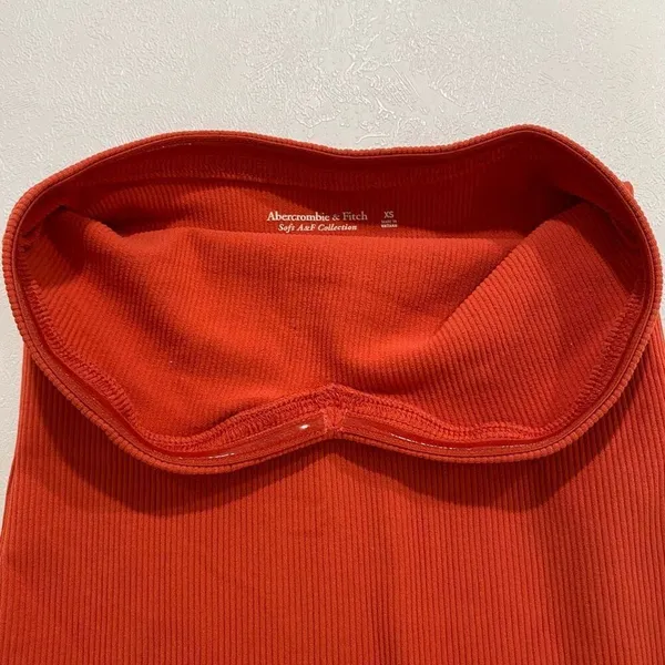 Abercrombie & Fitch Strapless Ribbed Bodysuit XS Rust Orange Tube Bodysuit Soft - Image 3