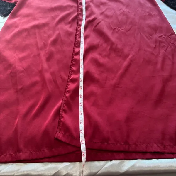 Satin Robe with Lace Trim Red Size M - Image 7