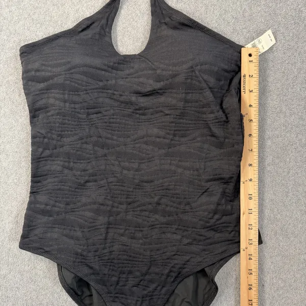 Aerie Women's XL Black Textured Halter One Piece Swimsuit Full Coverage New - Image 5