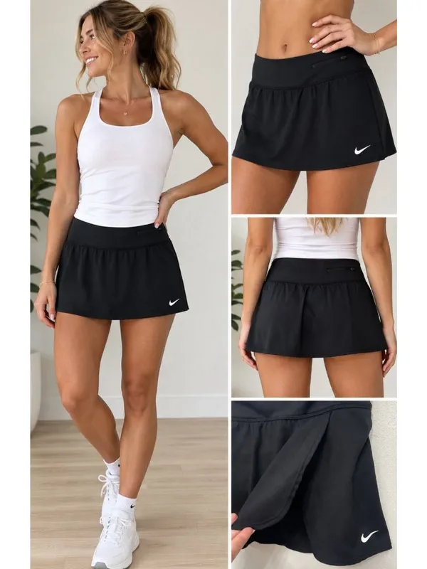 Nike Mini Golf Performance Skirt Skort Women Large Black Tennis Pickleball - Image 2