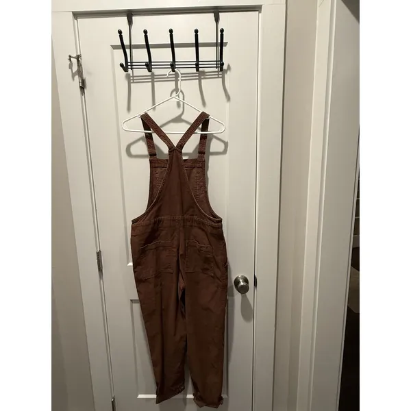 Aerie Werk and Play Brown Corduroy Overalls Bib Overalls Small S Raw Fray Hem - Image 4