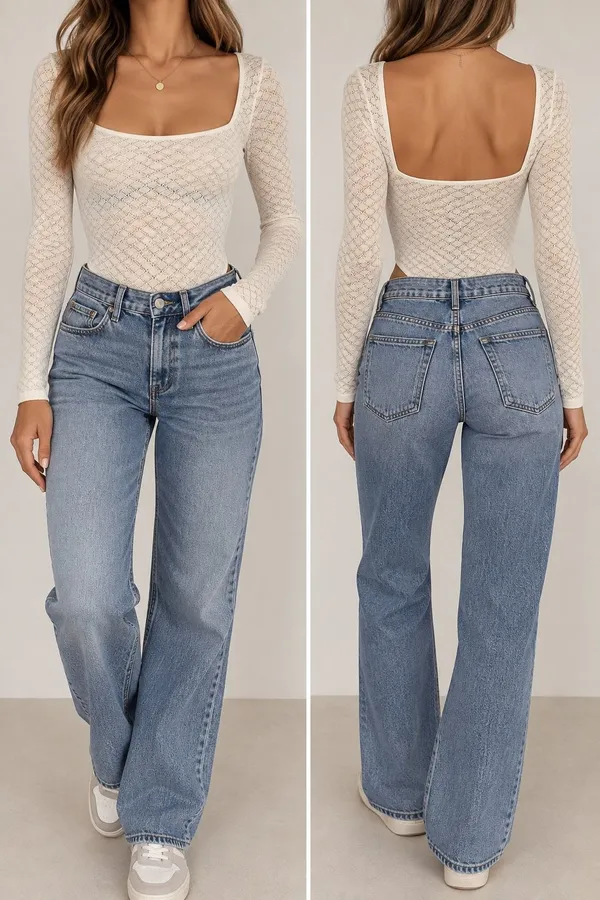 Abercrombie & Fitch Lace Bodysuit XS Cream Long Sleeve Y2K Sheer - Image 2