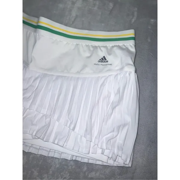 Women’s Stella McCartney Adidas Tiered Tennis Skort White 44 Green Yellow - Image 2